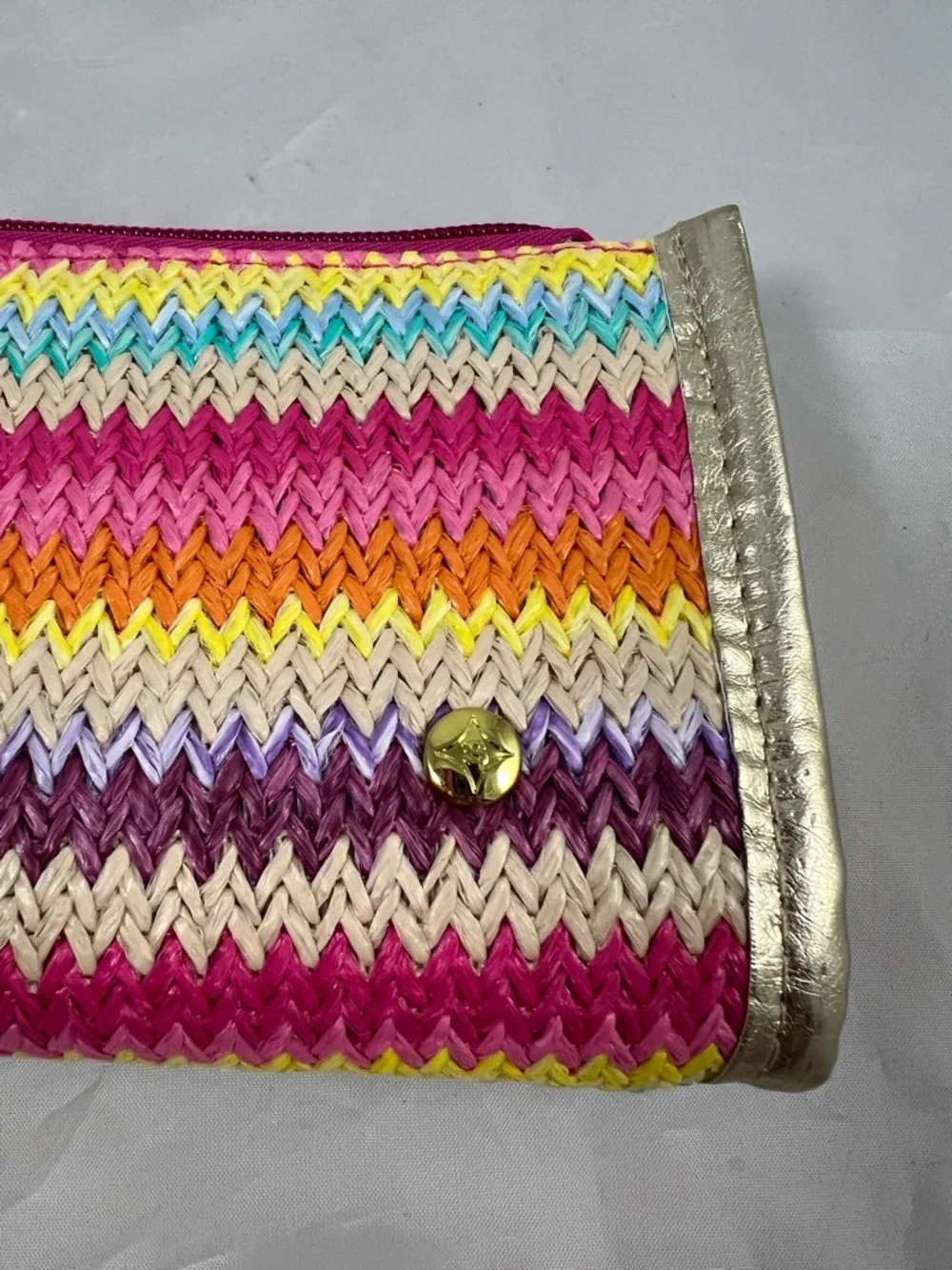 Stephanie Johnson Cosmetic Travel Bags Set Of 2 Rainbow Raffia Print NWT